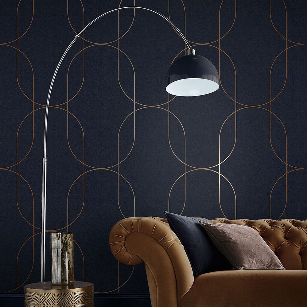 Palais Navy & Copper Wallpaper Palais Navy & Copper Wallpaper