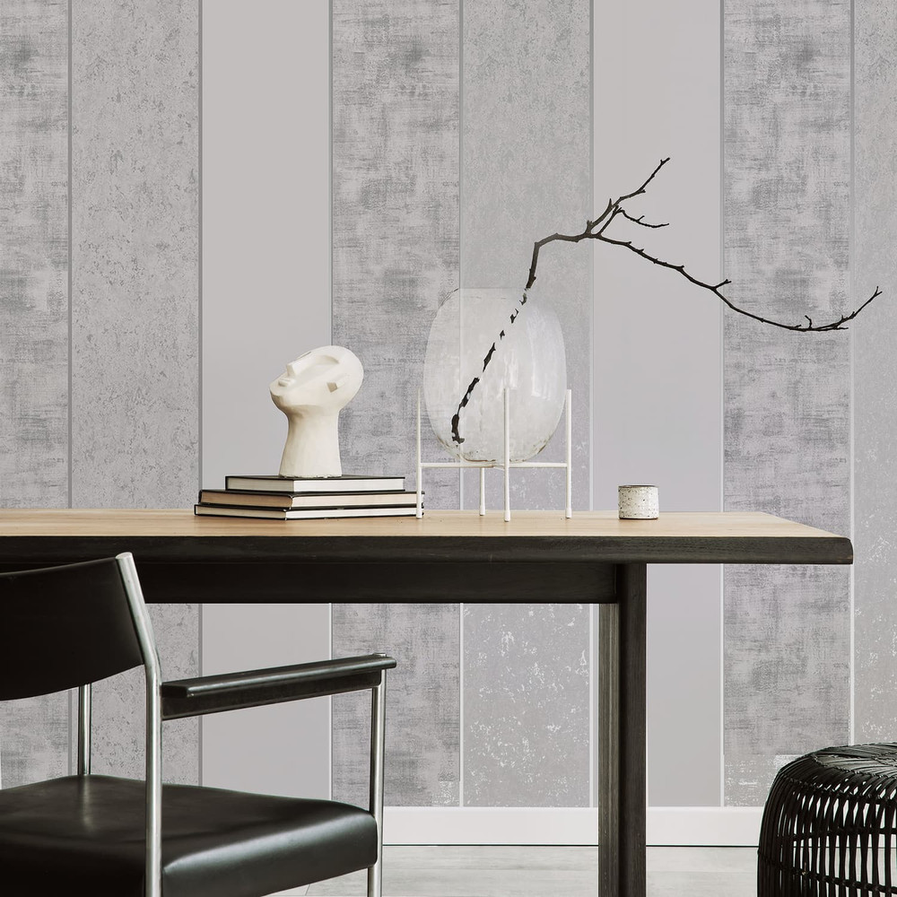 Milan Stripe Silver Wallpaper