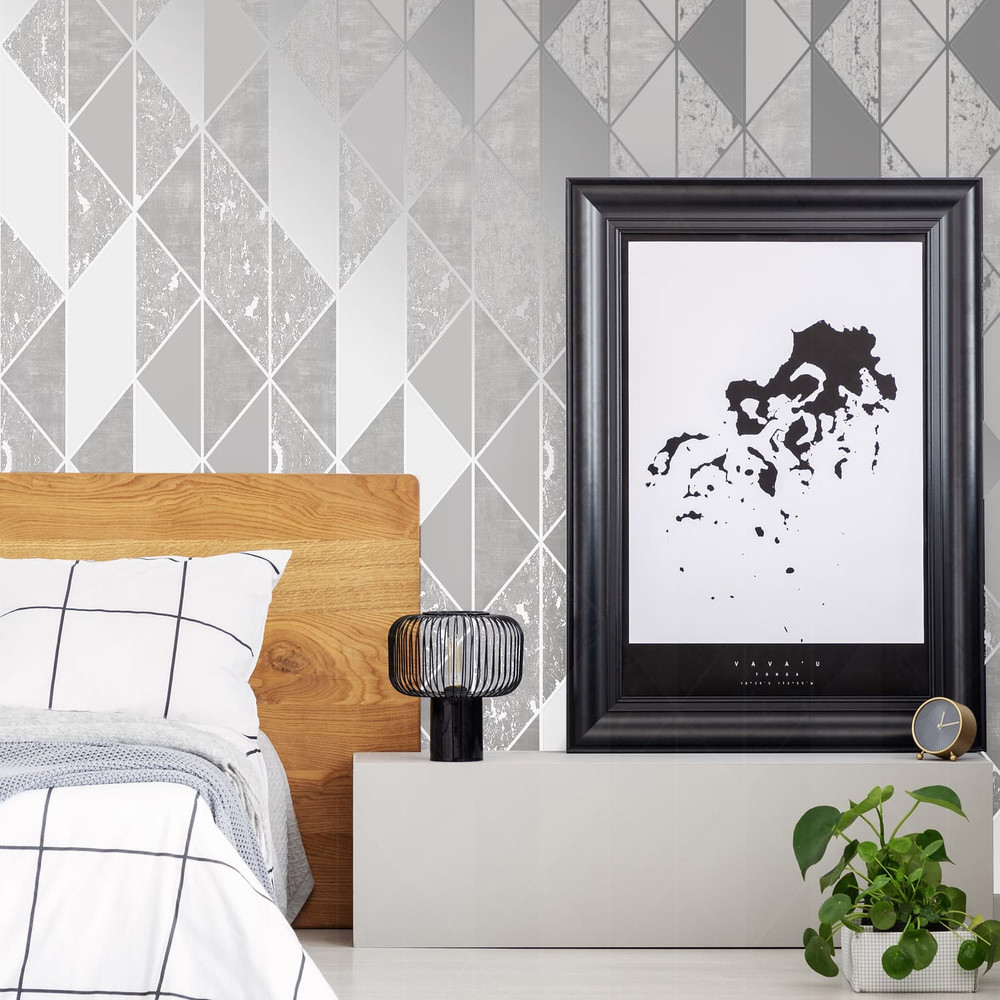 Milan Geo Silver Wallpaper