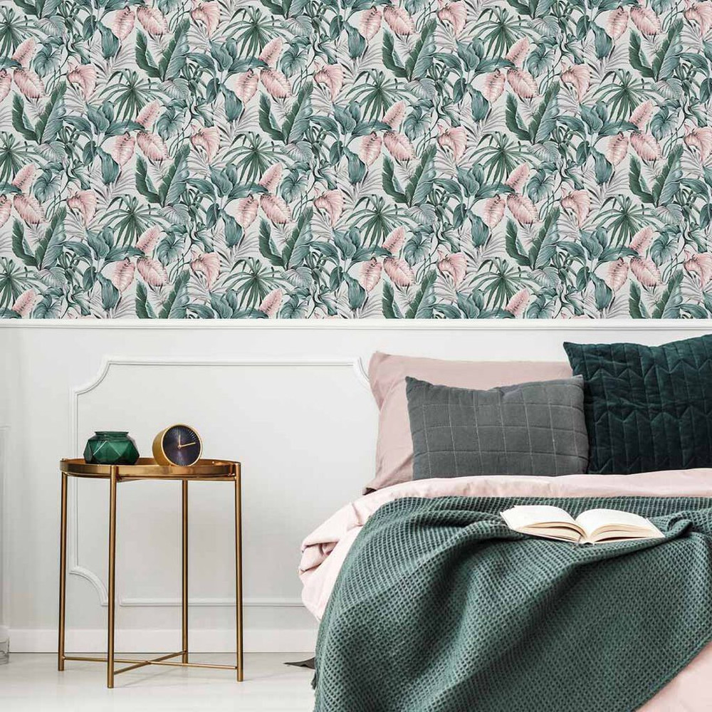 Leaves Exotique Light Grey Wallpaper