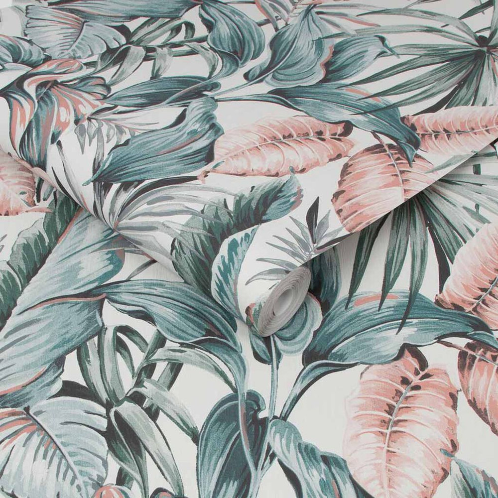 Leaves Exotique Light Grey Wallpaper