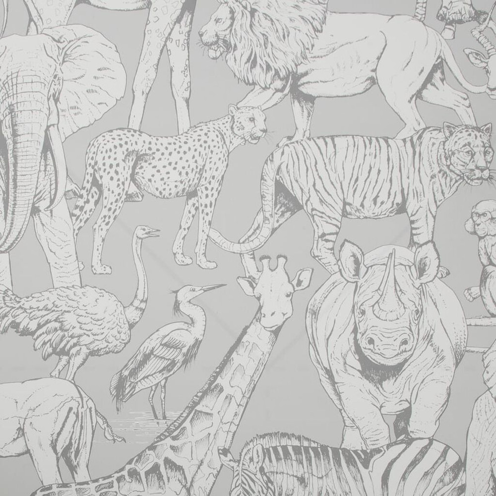jungle animals grey wallpaper