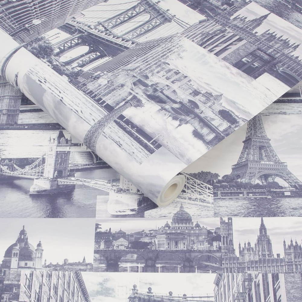 city scene indigo wallpaper