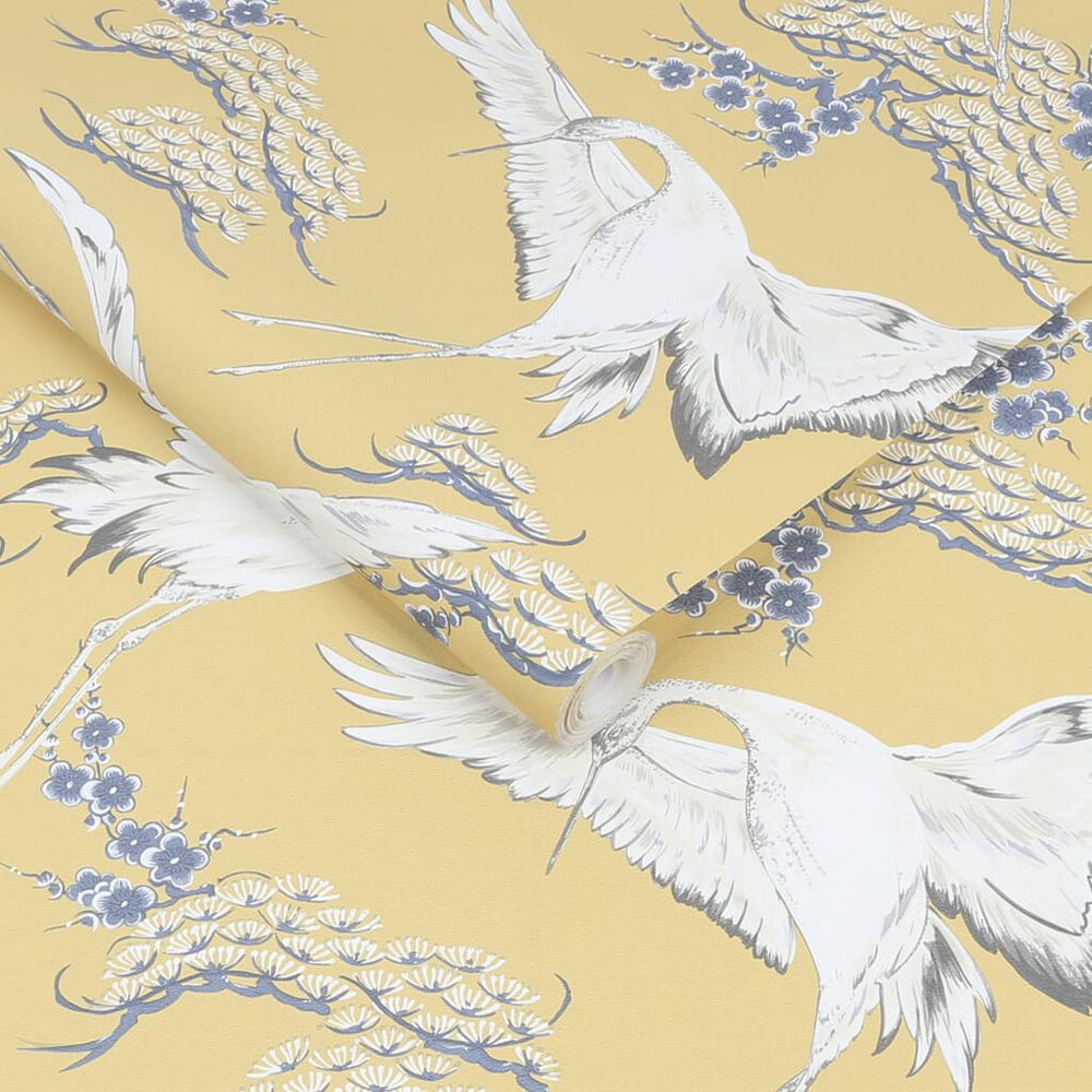 cranes ochre wallpaper