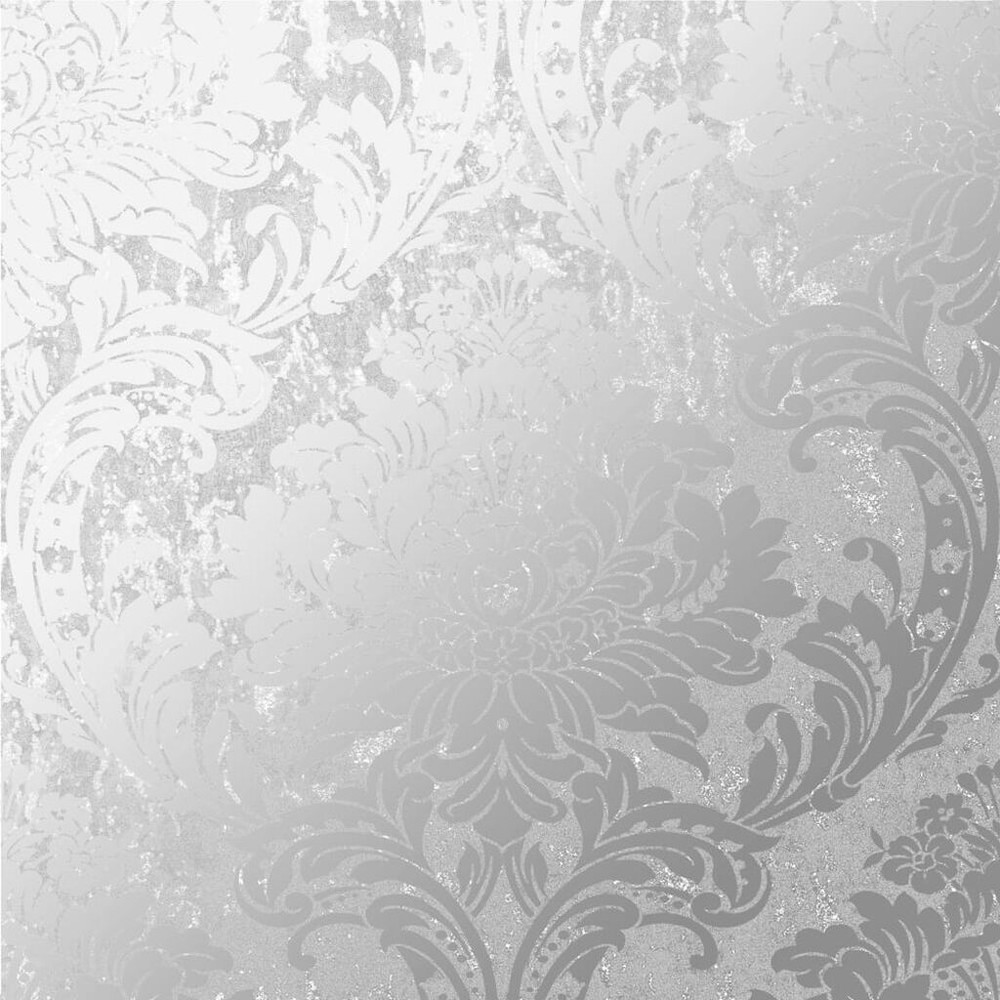milan damask silver wallpaper