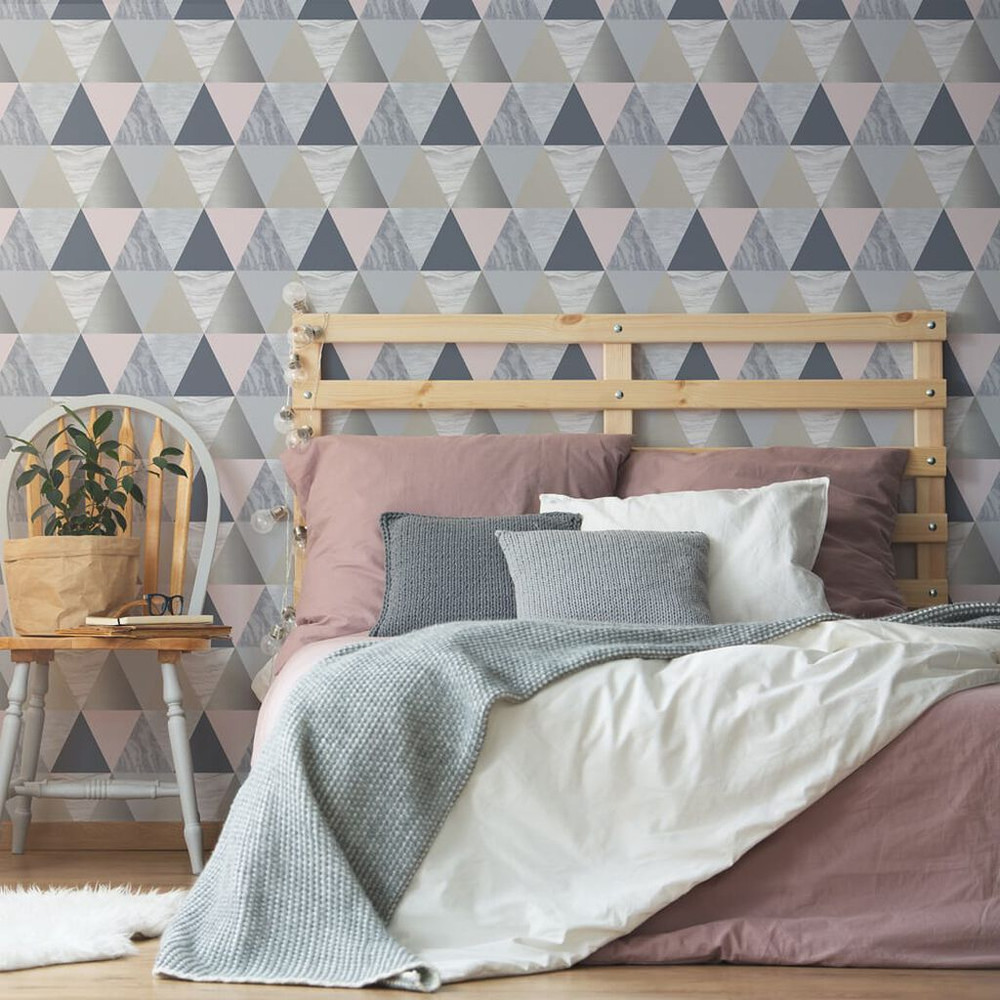 harlequin navy & pink wallpaper
