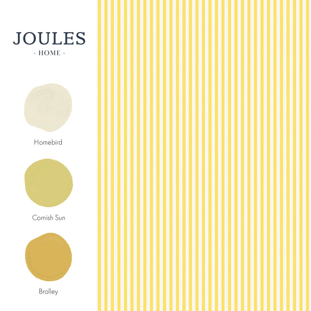 Joules Country Critters Ticking Stripe Lemon Wallpaper