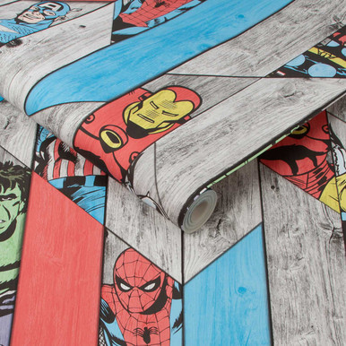 Marvel Wood Panel Wallpaper