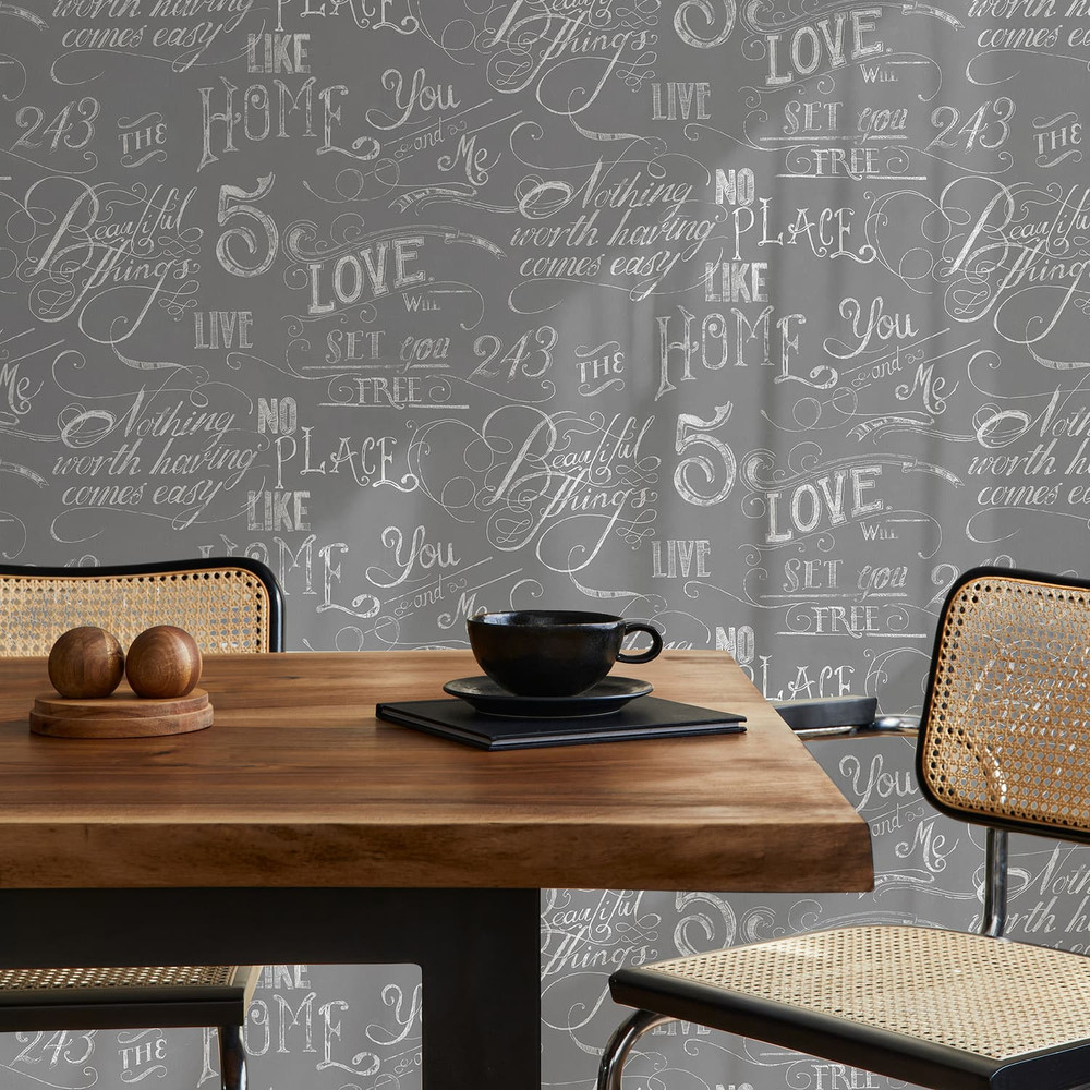 Chalk Board Grey Wallpaper
