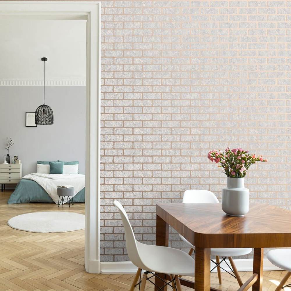 milan brick rose gold wallpaper