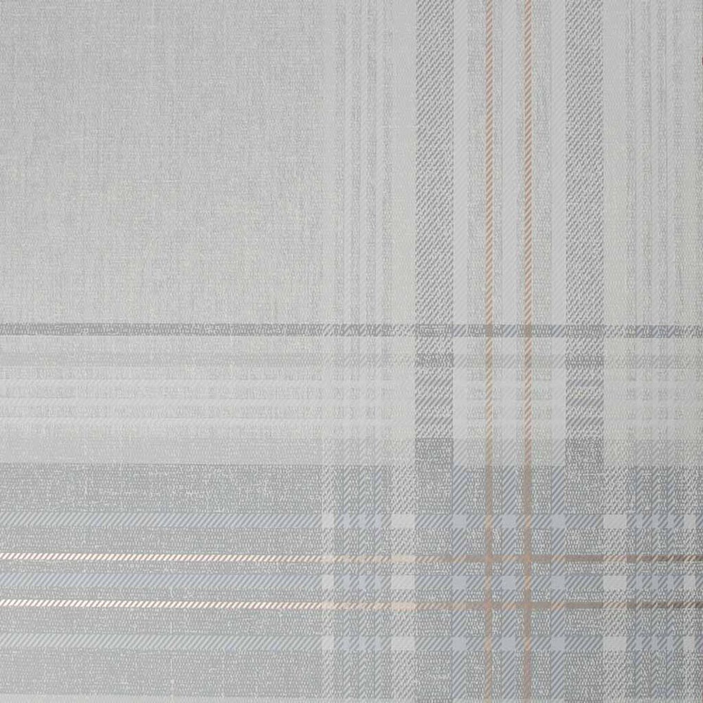 rhea plaid grey & rose gold wallpaper