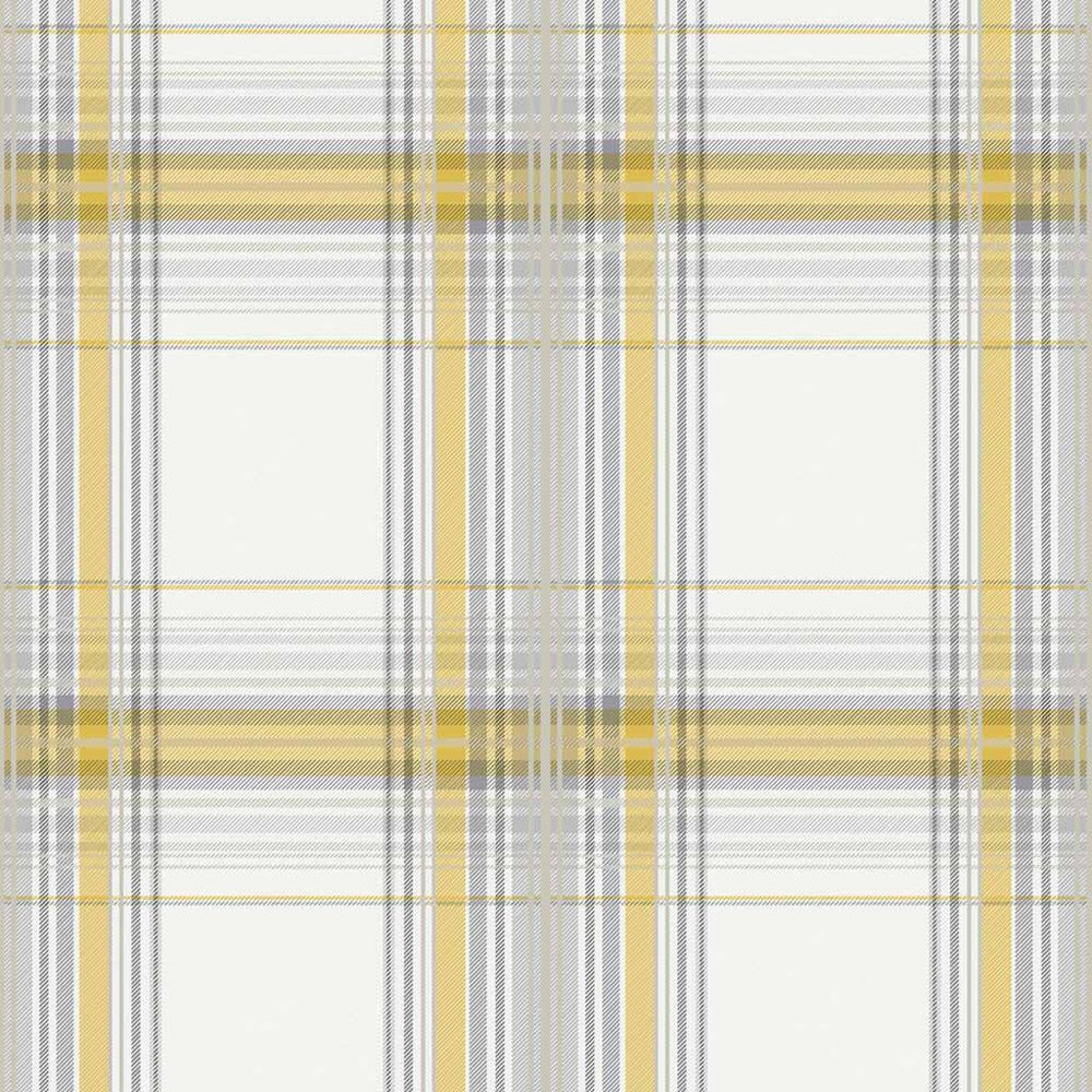 iona check ochre wallpaper