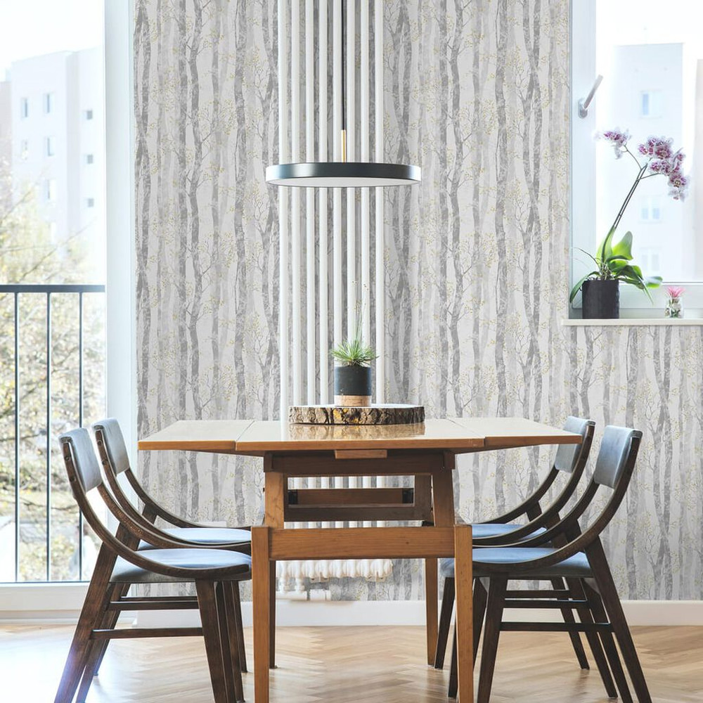 dappled trees ochre wallpaper