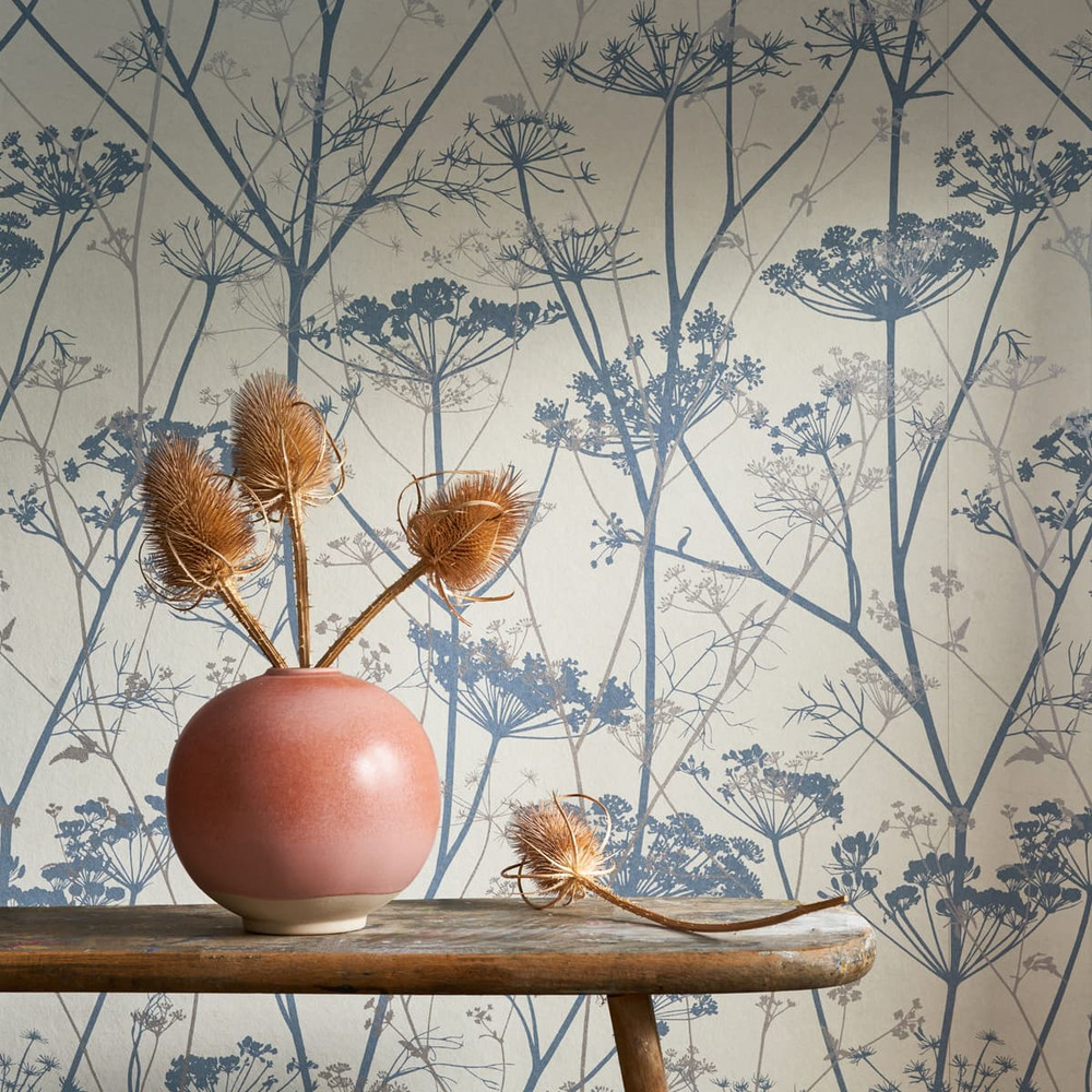 Wild Chervil Dove & Silver Wallpaper
