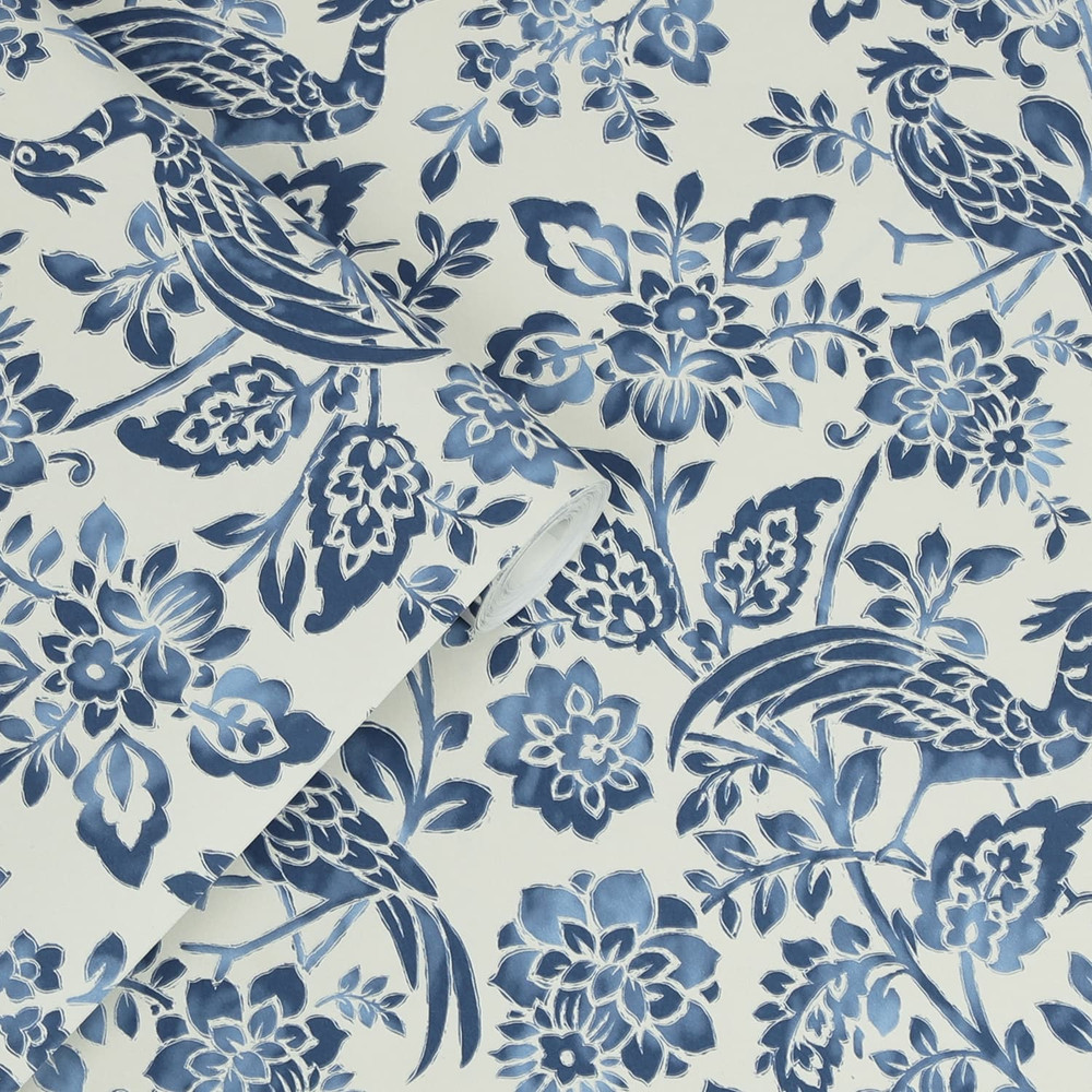 Laura Ashley Adain Palace Dark Seaspray Blue Wallpaper