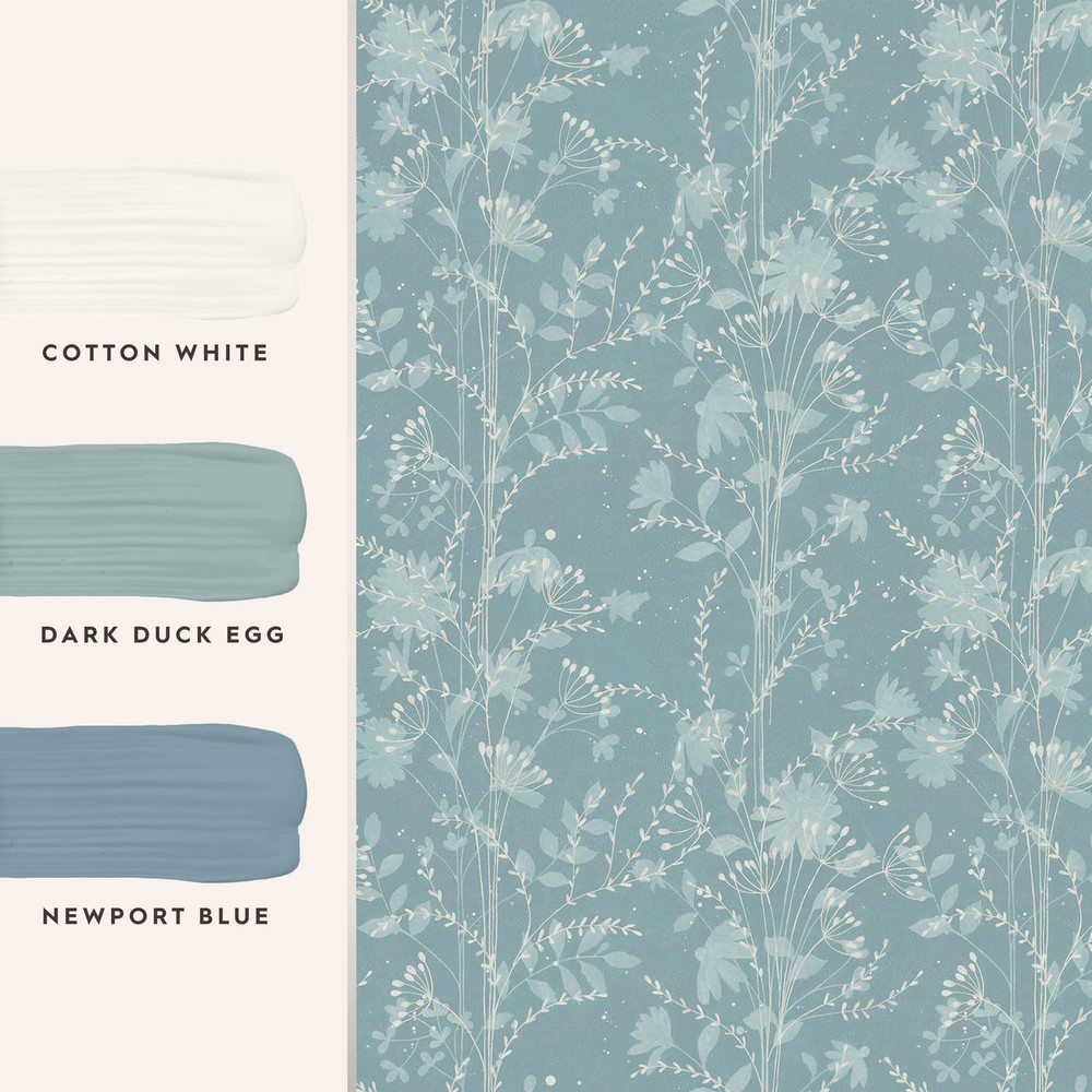 Laura Ashley Fennelton Pale Newport Blue Wallpaper