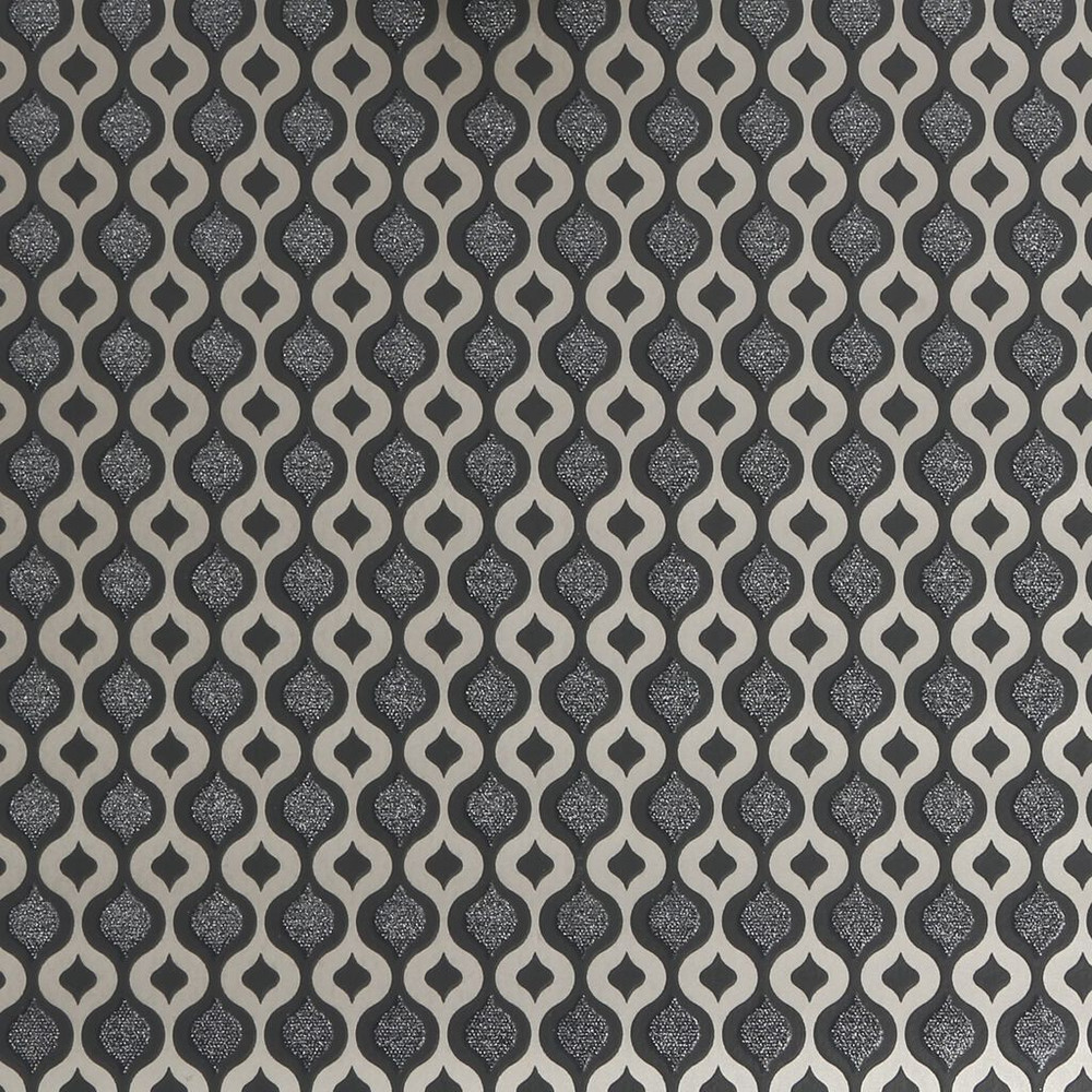 luxe ogee black wallpaper