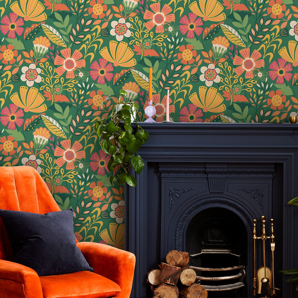 Oopsy Daisy Forest Green Wallpaper