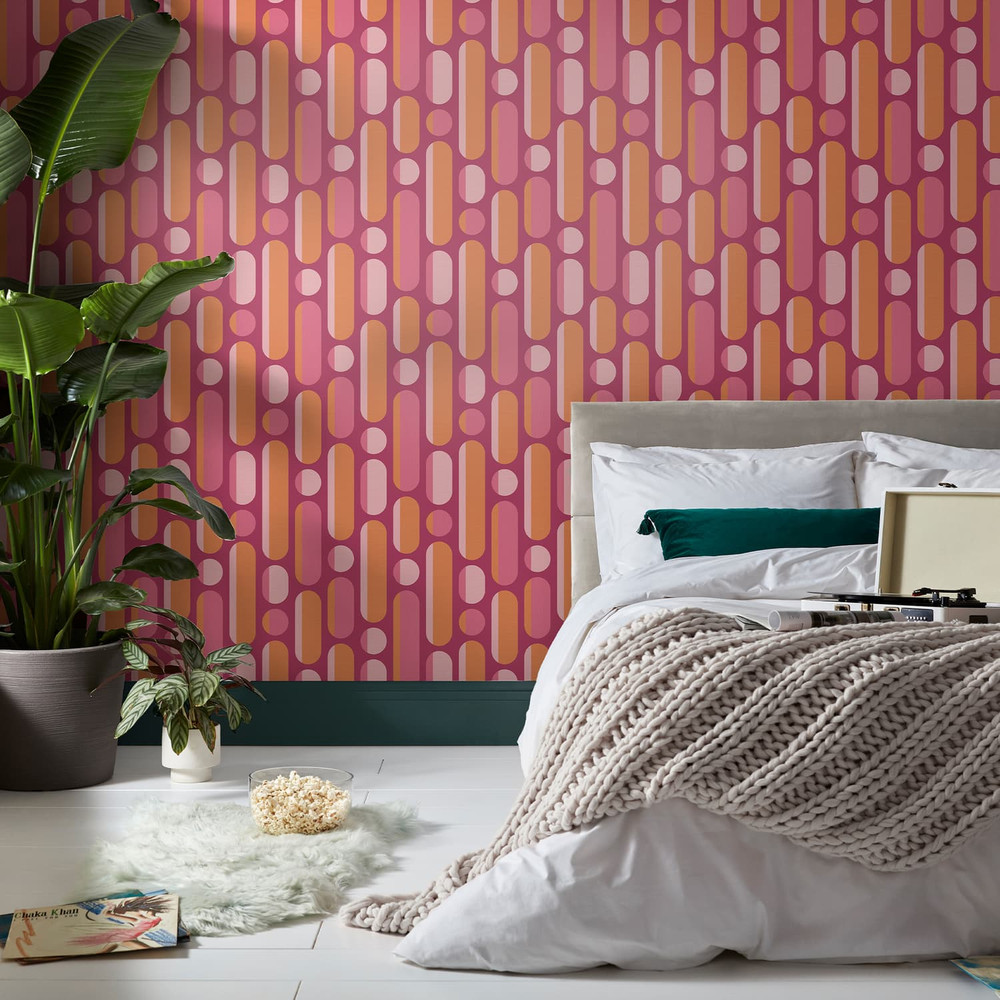 Morse Tangerine and Raspberry Wallpaper