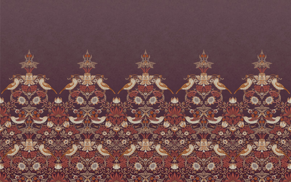 Strawberry Thief Plum Bespoke Mural