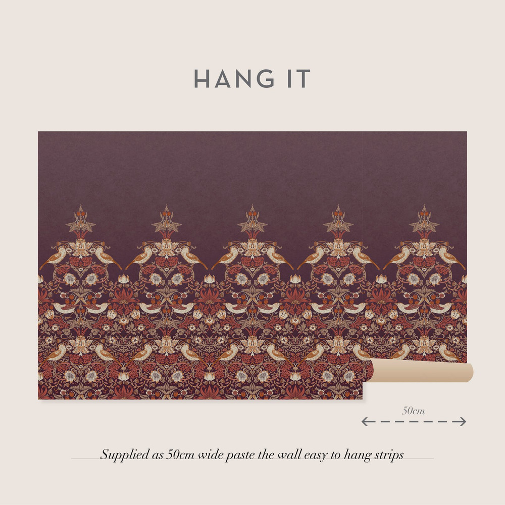 Strawberry Thief Plum Bespoke Mural