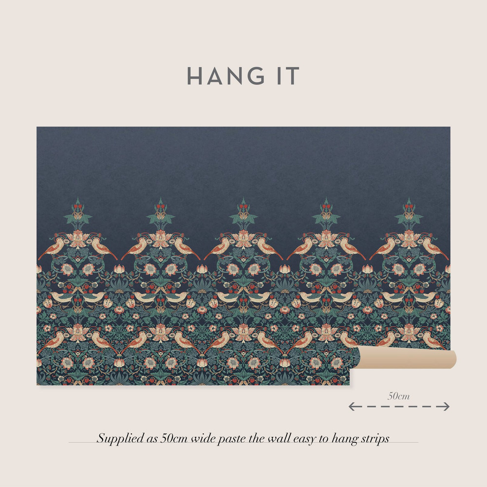 Strawberry Thief Navy Bespoke Mural