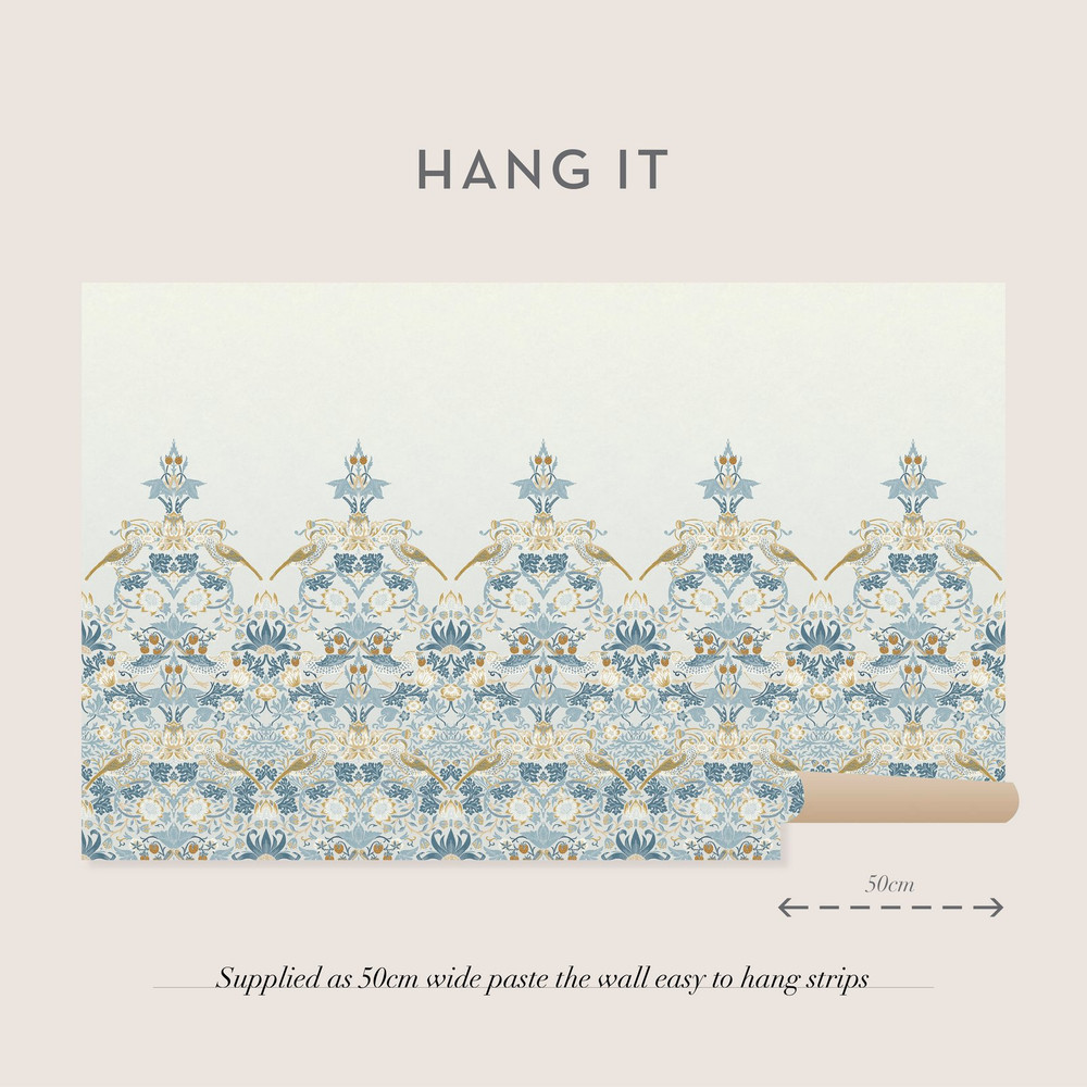 Strawberry Thief Soft Blue Bespoke Mural