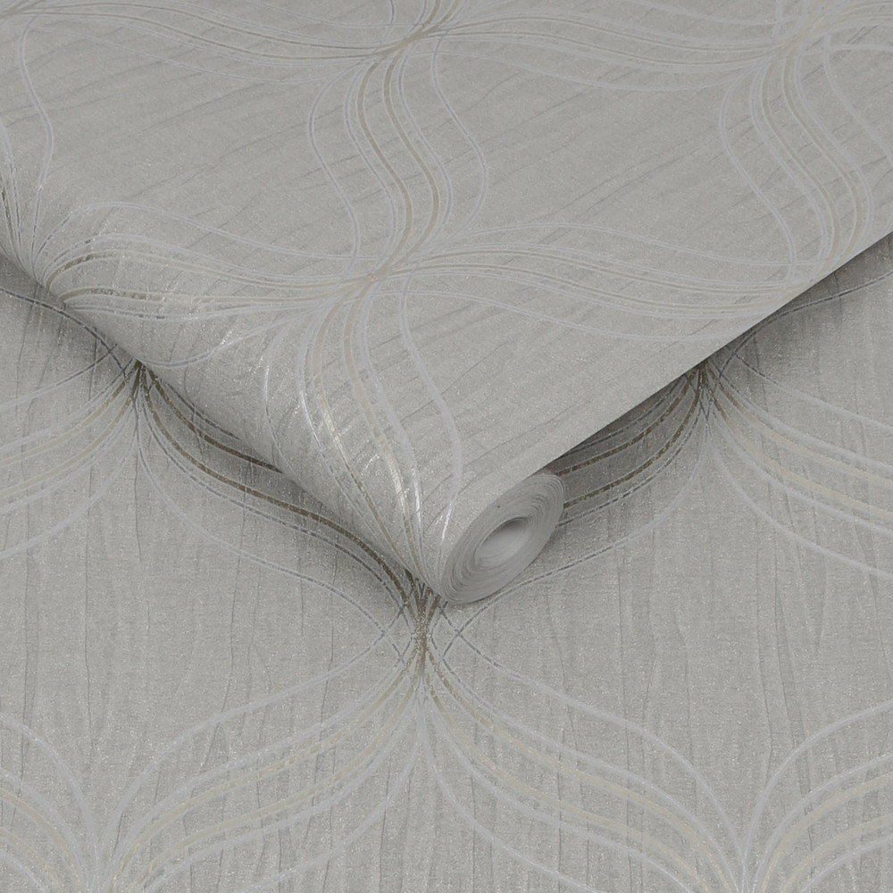 Optical Geo Silver Wallpaper