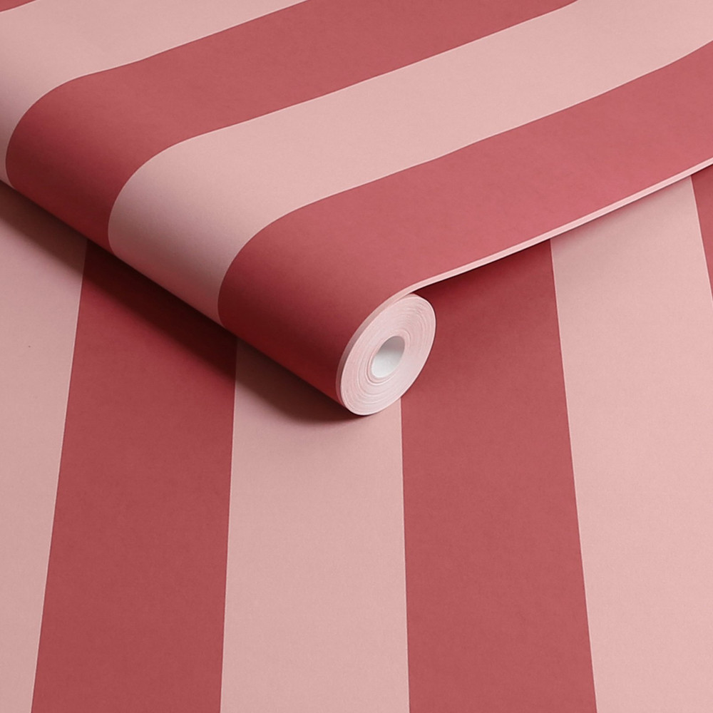 Cath Kidston Canopy Stripe Pink & Red Wallpaper