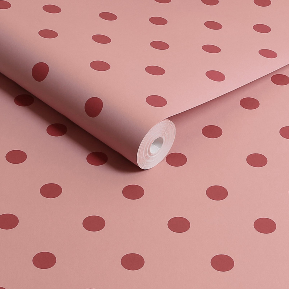 Cath Kidston Button Spot Pink & Red Wallpaper