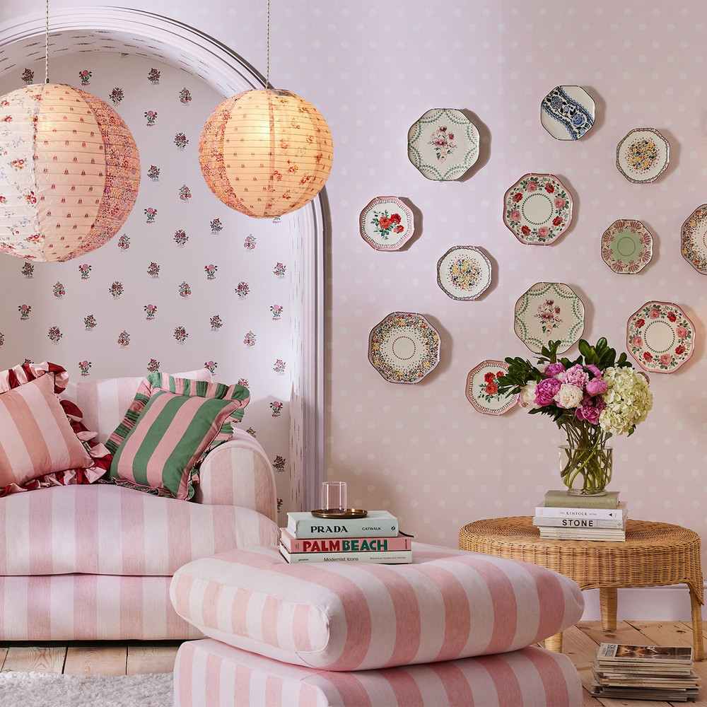 Cath Kidston Button Spot Pink Wallpaper