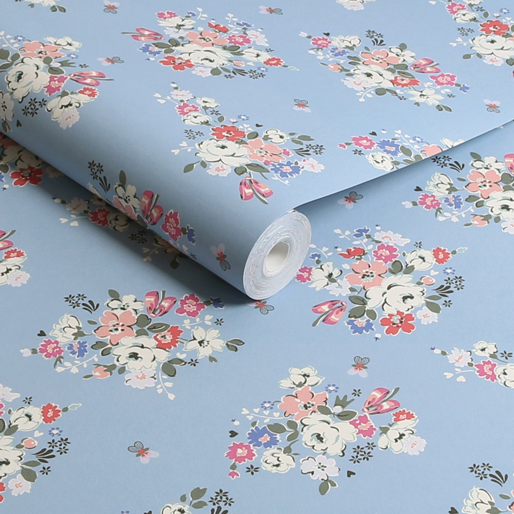 Cath Kidston Clifton Floral Blue Wallpaper