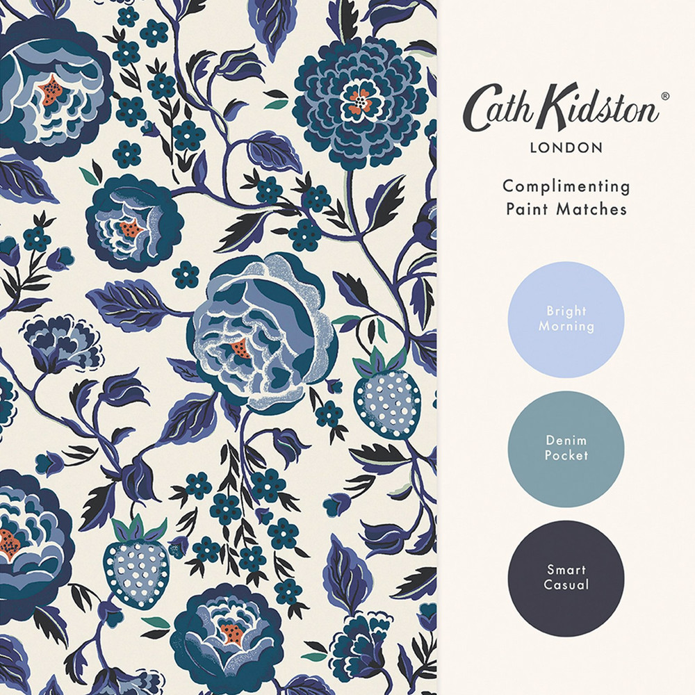 Cath Kidston Strawberry Garden Blue Wallpaper