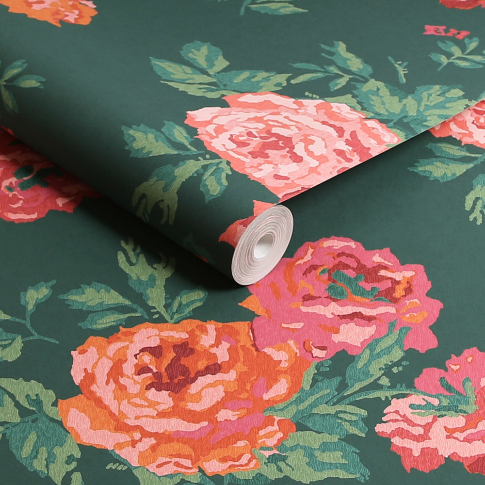 Cath Kidston Archive Rose Green Wallpaper