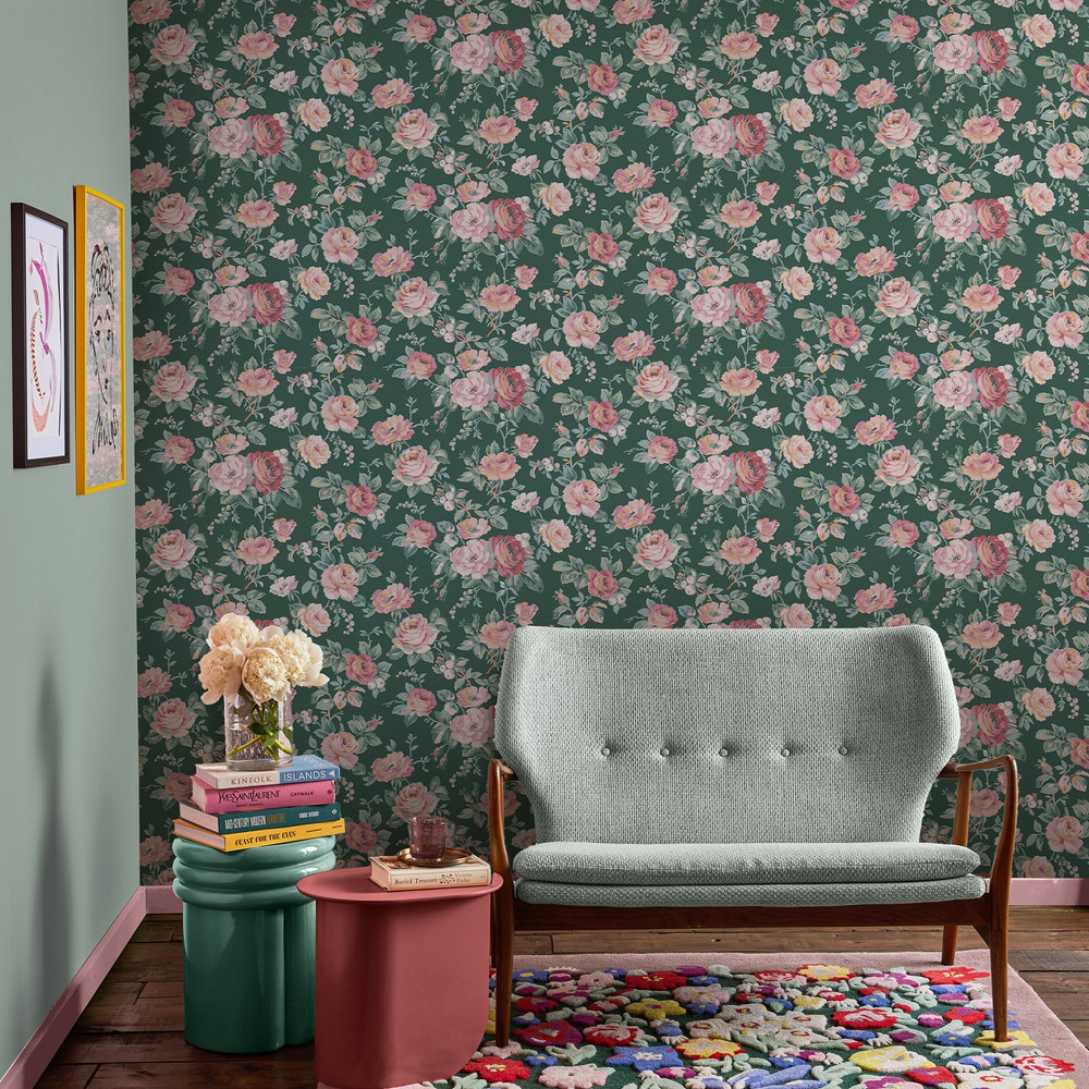 Cath Kidston Garden Rose Green Wallpaper