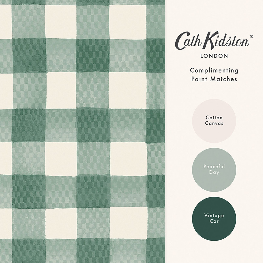 Cath Kidston Painted Gingham Green Wallpaper
