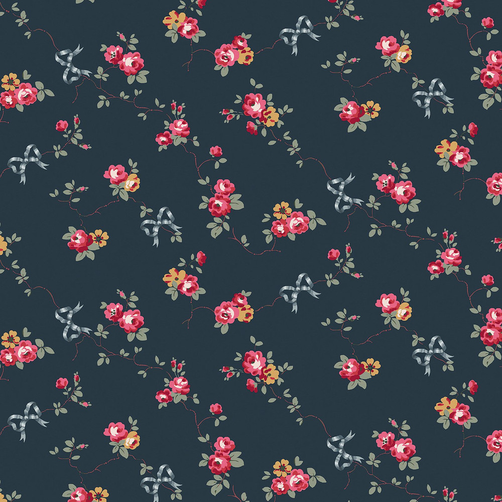 Cath Kidston Rose & Bows Navy Wallpaper