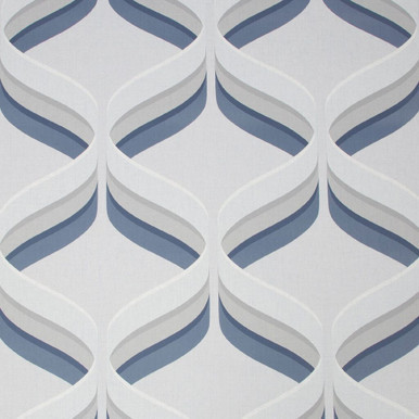 fresco retro ogee navy geometric wallpaper