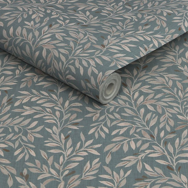 next ditsy leaf duck egg wallpaper