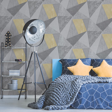 Shard Grey Ochre Wallpaper