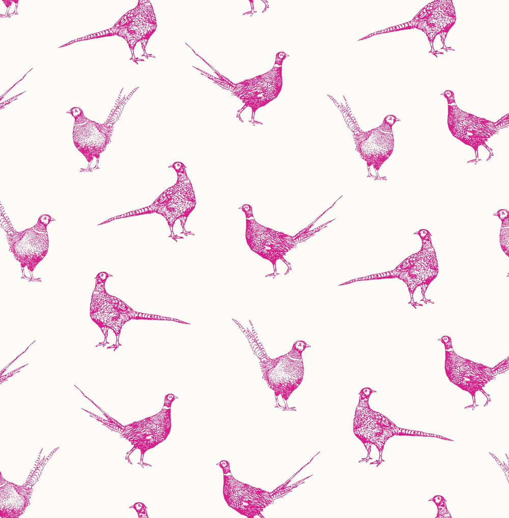 Joules Flirty Pheasants Truly Pink Wallpaper