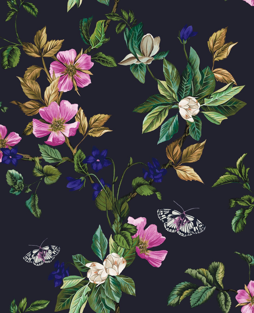 Joules Wakerly Woodland Floral French Navy Wallpaper