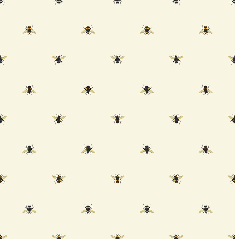 Joules Botanical Bee Creme Wallpaper