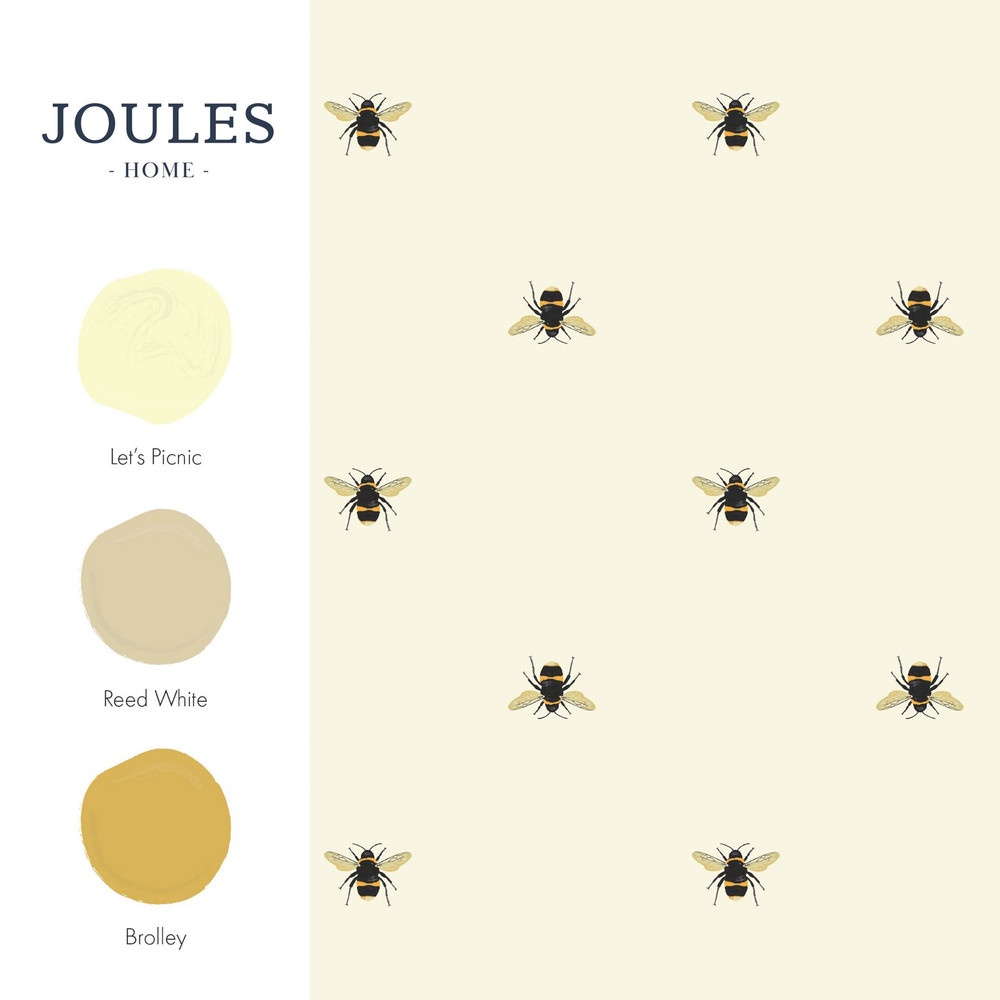 Joules Botanical Bee Creme Wallpaper
