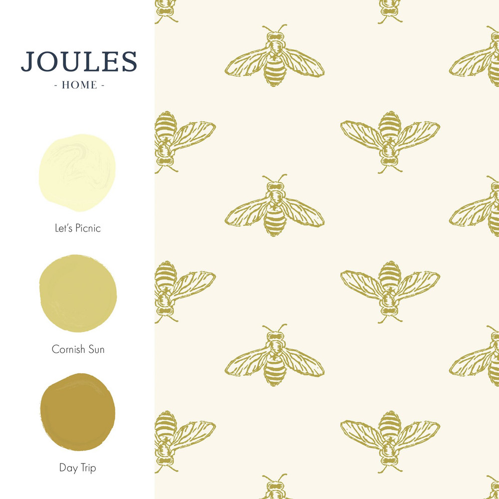 Joules Block Print Bee Antique Gold Wallpaper