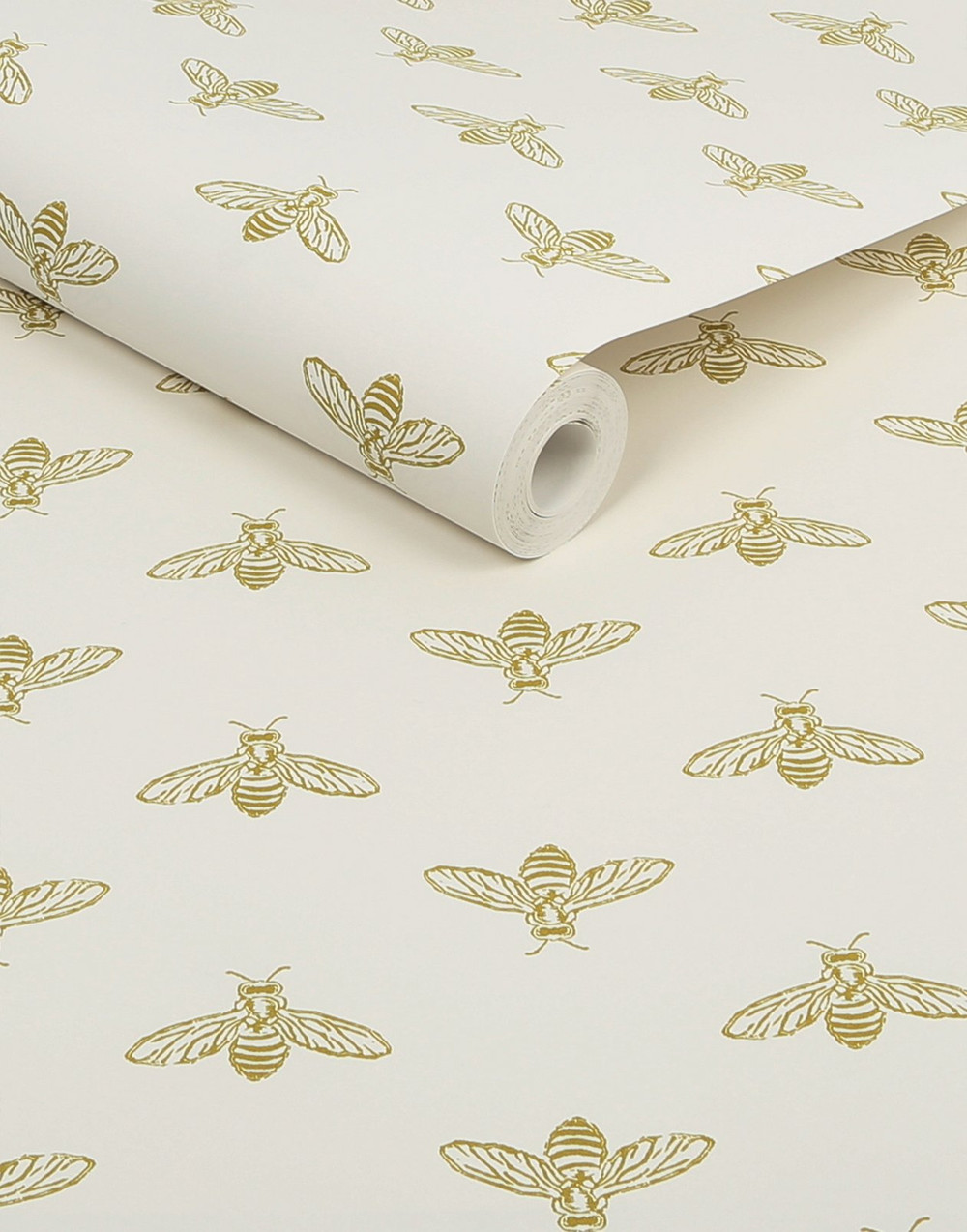 Joules Block Print Bee Antique Gold Wallpaper