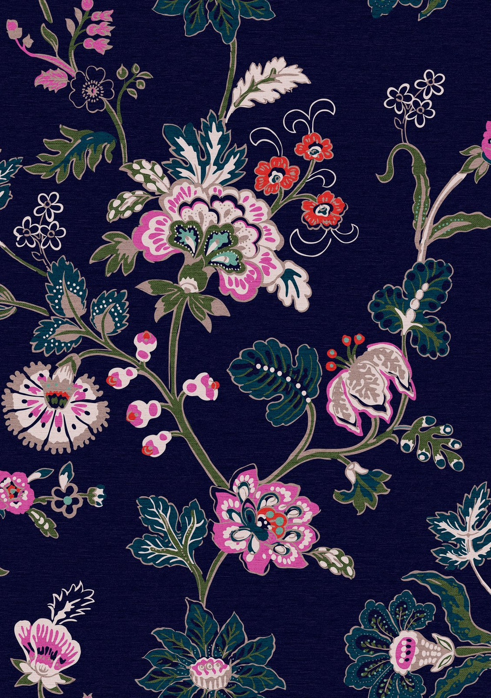 Joules Vine Cottage Floral Royal Navy Wallpaper