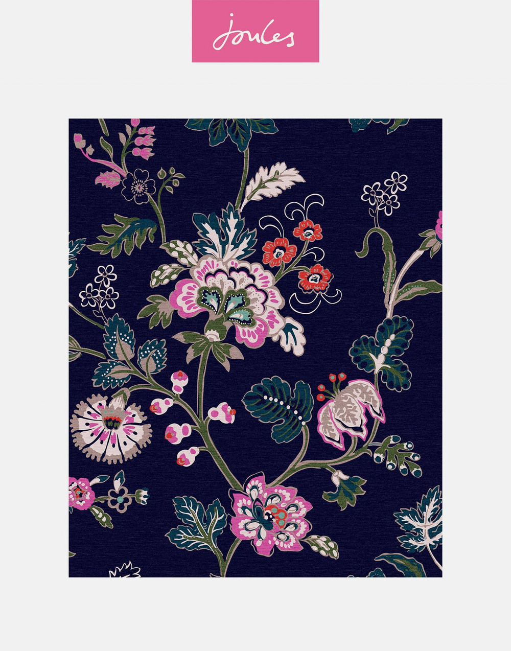 Joules Vine Cottage Floral Royal Navy Wallpaper