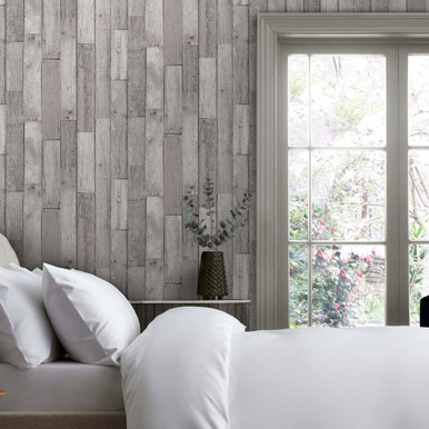 next distressed wood plank grey wallpaper