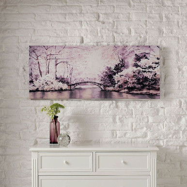 watercolour forest bridge printed canvas wall art